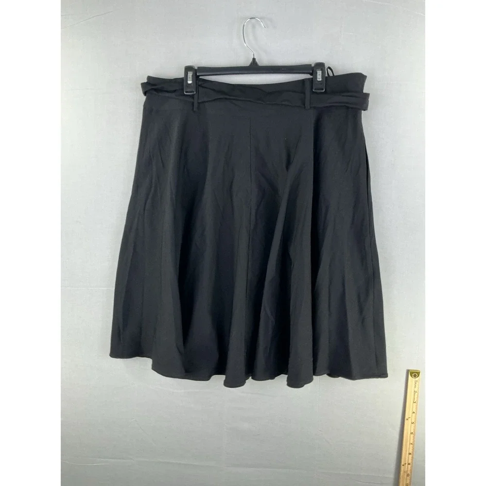 Belle Poque Women's Black A-Line Skirt Belted Button Front New With Tags 3XL